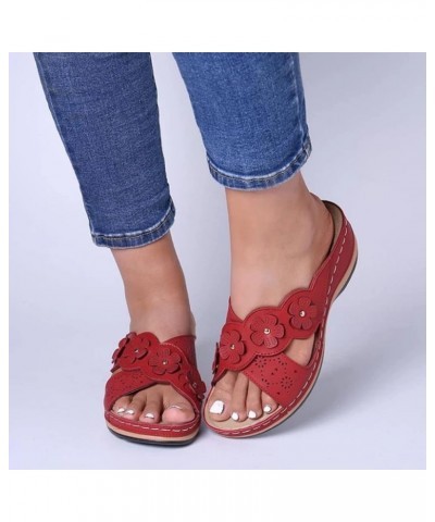 Women's Sandals Wedges Slippers for Women Slippers Fashion Ladies Casual Outdoor Slippers Beach Beach Dressy Comfort Red $12....