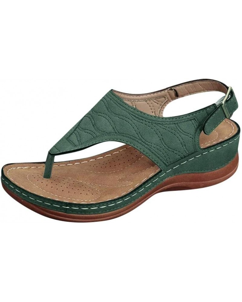 Thong Sandals for Women with Arch Support, Women's Flip Flops Wedge Sandal Buckle Ankle Strap Comfortable Open Toe Roman Sand...