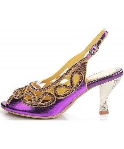 Women Peep Toe Wedding Low Heels Cutout Slingback Club Evening Dress Pumps Grape $39.37 Pumps