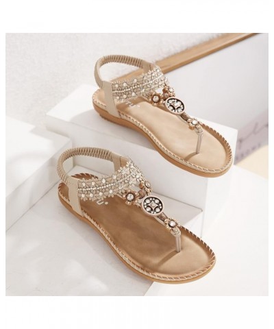 Sandals for Women Dressy Summer Womens Wedges Shoes Elastic Band Casual Bohemian Sandals Boho Beach Sandals A 6.5 $23.63 Sandals