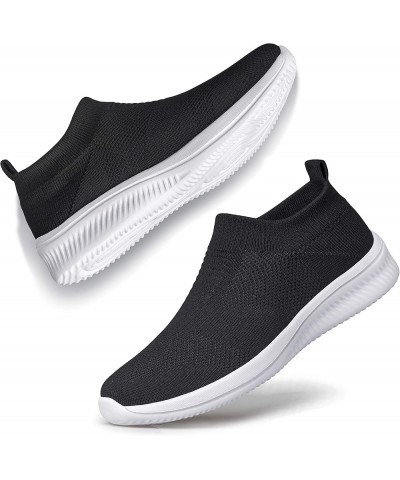 Walking Shoes Women Sock Sneakers Lightweight Comfy Breathable Casual Pull-on Daily Shoes Zapatillas de Mujer Black White $11...