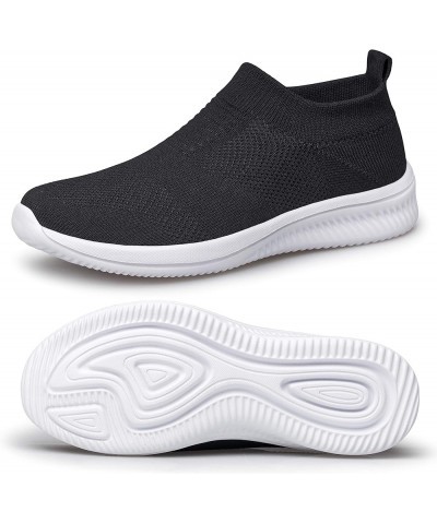 Walking Shoes Women Sock Sneakers Lightweight Comfy Breathable Casual Pull-on Daily Shoes Zapatillas de Mujer Black White $11...