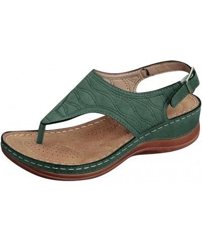 Thong Sandals for Women with Arch Support, Women's Flip Flops Wedge Sandal Buckle Ankle Strap Comfortable Open Toe Roman Sand...