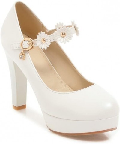 Womens DC209 Solid Wedding Low Top Pu Low Chunky Pumps White $35.39 Pumps