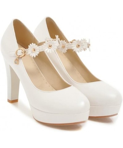 Womens DC209 Solid Wedding Low Top Pu Low Chunky Pumps White $35.39 Pumps