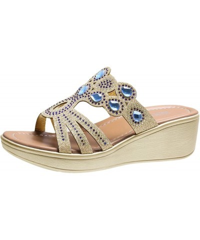 Rhinestone Bohemian Wedge Sandals For Women,Women's Fashion Summer Point Toe Hollow Out Slip On Slippers Casual Dressy Suede ...