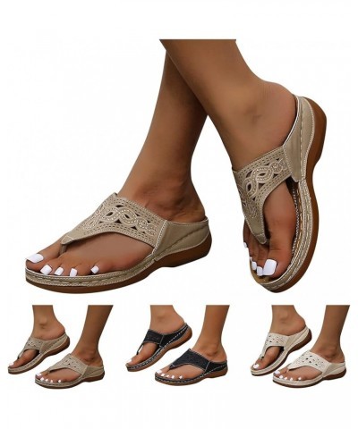 Sandals for Women Casual Summer Sandals Comfortable Slippers with Arch Support Anti-Slip Breathable Sandal Vintage Flip Flop ...