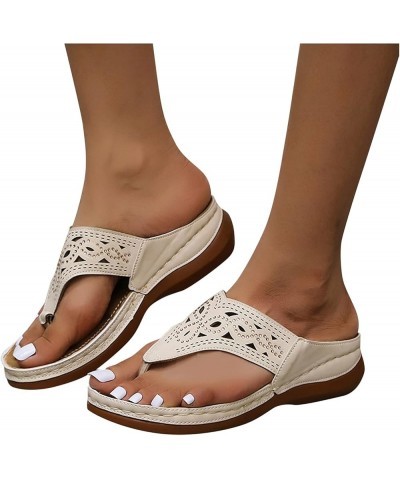 Sandals for Women Casual Summer Sandals Comfortable Slippers with Arch Support Anti-Slip Breathable Sandal Vintage Flip Flop ...