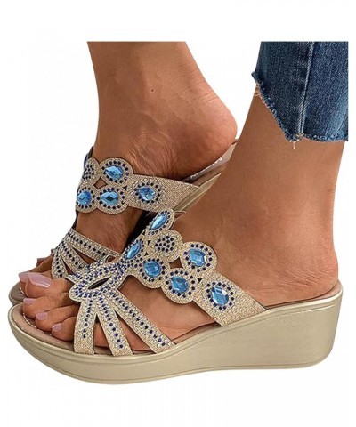 Rhinestone Bohemian Wedge Sandals For Women,Women's Fashion Summer Point Toe Hollow Out Slip On Slippers Casual Dressy Suede ...