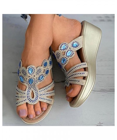 Rhinestone Bohemian Wedge Sandals For Women,Women's Fashion Summer Point Toe Hollow Out Slip On Slippers Casual Dressy Suede ...