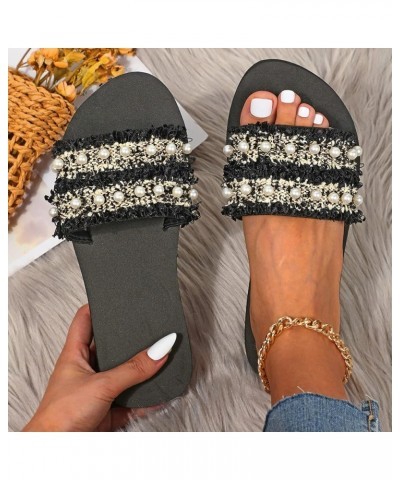 Ladies Shoes Wedge Platform Lightweight Sandals Slippers Pearl Slippers Fashion Beach Slippers Women Slippers Cat (Black, 9) ...