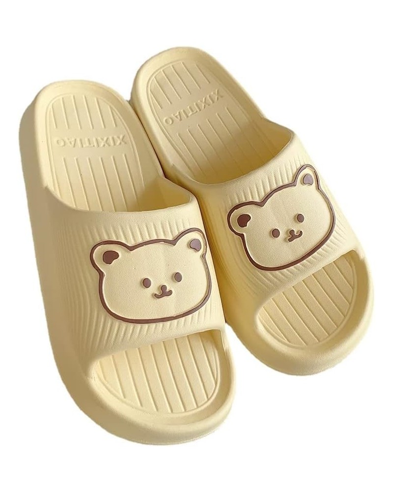 Kawaii Bear Slippers for Women Pillow Cloud Slides indoor Outdoor Bathroom Shower Shoes Home Cute House Slippers Beige $10.12...