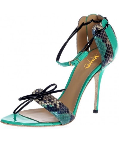 Women Sexy Strappy Pointed Open Toe Sandals Caged Ankle Wrap Pumps Fashion Tie Up Dress Evening Shoes Turquoise Snakeskin $40...