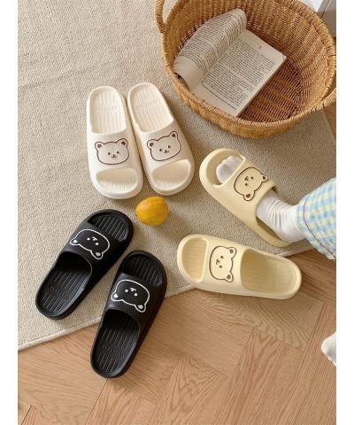 Kawaii Bear Slippers for Women Pillow Cloud Slides indoor Outdoor Bathroom Shower Shoes Home Cute House Slippers Beige $10.12...