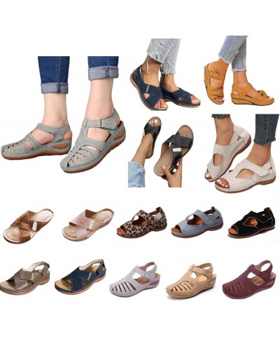 Platform Sandals for Women Peep Toe Beach Walking Shoes Adjustable Buckle Orthopedic Sandal Arch Support Shoe A Grey $18.96 A...