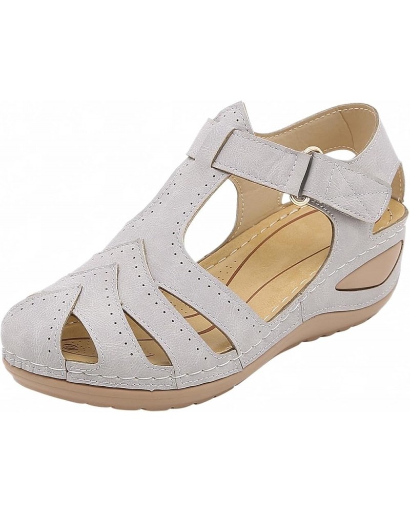 Trendy Hollow Sandals Closed Toe Platform Sandals for Women Dressy, Summer Casual Ankle Strap Wedge Sandals for Women Ladies ...