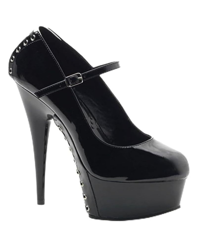 High Heels 15CM Fine Heeled Black Patent Leather Model Stage Fish Mouth Single Shoes-Black||44 37 Black $33.45 Pumps