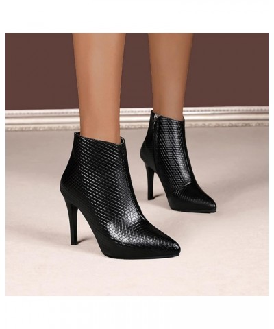 Black Ankle Boots for Women Mid Calf Dress Boots Insulated Winter Boots for Women Ankle Booties Heels 8-black $27.42 Boots