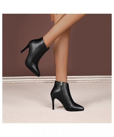 Black Ankle Boots for Women Mid Calf Dress Boots Insulated Winter Boots for Women Ankle Booties Heels 8-black $27.42 Boots