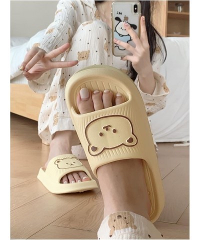 Kawaii Bear Slippers for Women Pillow Cloud Slides indoor Outdoor Bathroom Shower Shoes Home Cute House Slippers Beige $10.12...