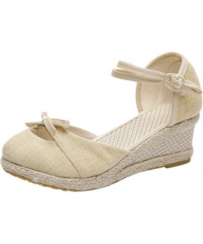 Fashion Summer Wedges Sandals For Women Retro Butterfly Embroidery Open Toe Buckle Strap Ladies Espadrilles Casual Vintage Co...