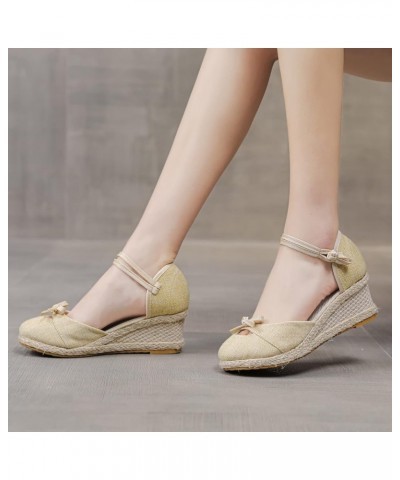 Fashion Summer Wedges Sandals For Women Retro Butterfly Embroidery Open Toe Buckle Strap Ladies Espadrilles Casual Vintage Co...