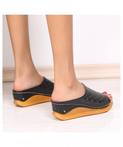 Womens Platform Wedge Sandals Women Wedge Slippers Flip Flop Sandals Thong Sandals Comfortable Wedge Platform Sandals Z-05 Bl...