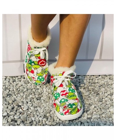 Christmas Decoration Fashion Sneakers Ankle Booties Women's Fashion Santa Claus Print Sneaker Ankle Boots Casual Lace up Boot...