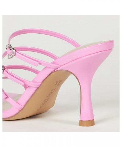 Women's Naomi Strappy Buckle Heeled Sandal Pink Patent Heart $17.36 Sandals