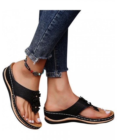 Shoes for Women Platform Espadrilles Sandal Mid-Heel Open Toe Lace Up Gladiator Flip Flop Sandal 182-hyems-7-black $19.18 Loa...