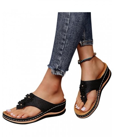 Shoes for Women Platform Espadrilles Sandal Mid-Heel Open Toe Lace Up Gladiator Flip Flop Sandal 182-hyems-7-black $19.18 Loa...