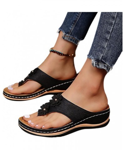 Shoes for Women Platform Espadrilles Sandal Mid-Heel Open Toe Lace Up Gladiator Flip Flop Sandal 182-hyems-7-black $19.18 Loa...