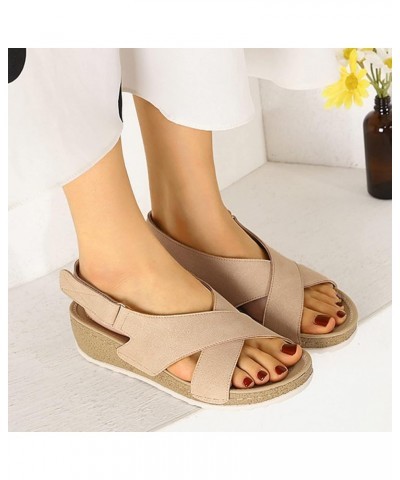 Platform Sandals Sandals Summer Flip Buckle Fashion Wedges Flops Shoes Shoes Women's for Women Strap Sandals 7 Beige $21.45 S...