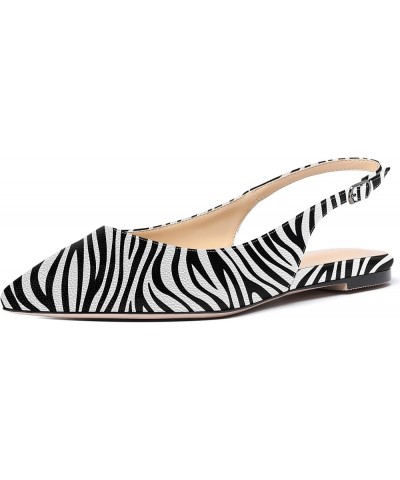 Women's Pointed Toe Patent Slingback Dating Casual Flats Sandals Zebra $29.45 Sandals