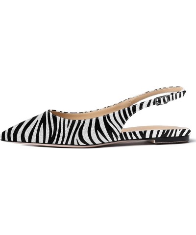 Women's Pointed Toe Patent Slingback Dating Casual Flats Sandals Zebra $29.45 Sandals