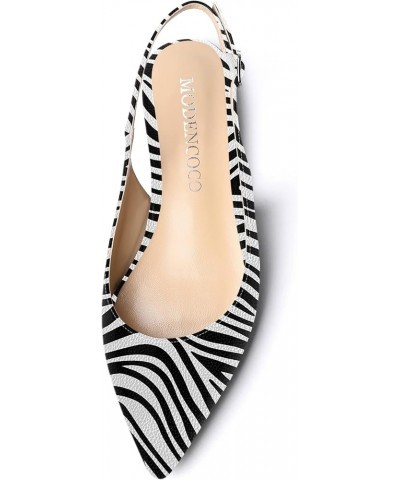 Women's Pointed Toe Patent Slingback Dating Casual Flats Sandals Zebra $29.45 Sandals