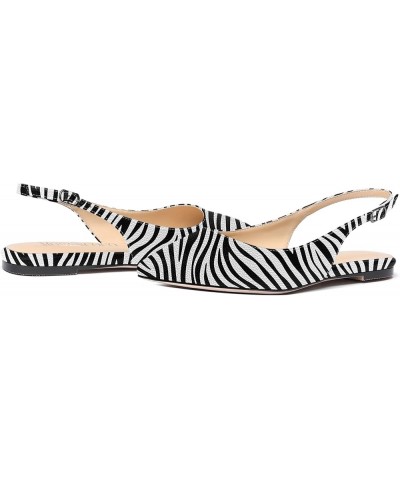 Women's Pointed Toe Patent Slingback Dating Casual Flats Sandals Zebra $29.45 Sandals