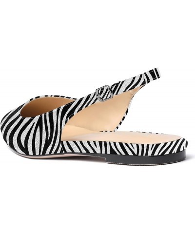 Women's Pointed Toe Patent Slingback Dating Casual Flats Sandals Zebra $29.45 Sandals