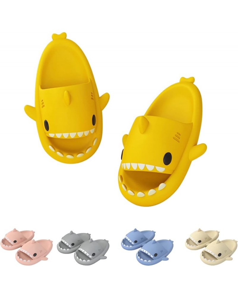 Shark Slides Adult Cloudy Cute Shark Slippers For Women Men Yellow $15.65 Slippers