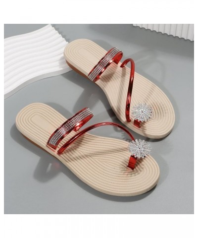 wedding sandals for bride wide width toe flip flop summer sandals women cute sandals for women Z 13-red $11.60 Sandals