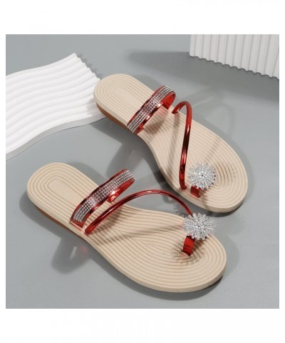 wedding sandals for bride wide width toe flip flop summer sandals women cute sandals for women Z 13-red $11.60 Sandals