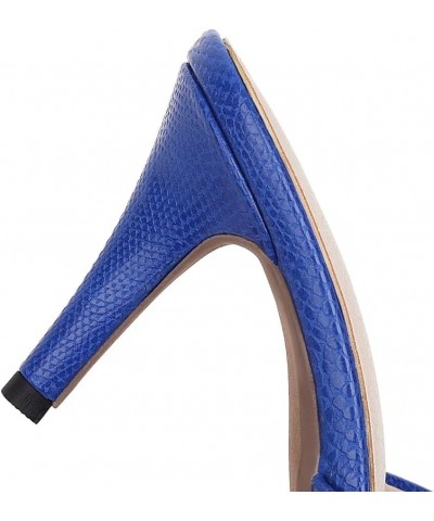 Womens FC34 Low Cut Uppers Solid Peep Toe Pu High Stiletto Heeled Sandals Blue $31.31 Sandals