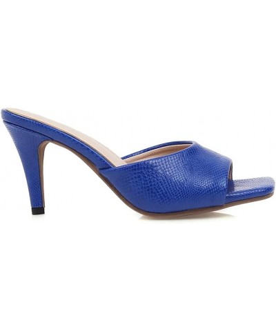 Womens FC34 Low Cut Uppers Solid Peep Toe Pu High Stiletto Heeled Sandals Blue $31.31 Sandals