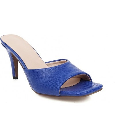 Womens FC34 Low Cut Uppers Solid Peep Toe Pu High Stiletto Heeled Sandals Blue $31.31 Sandals