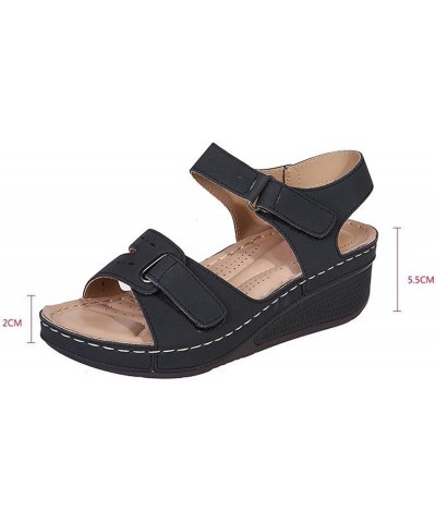 Womens Wedge Sports Sandals with Arch Support Summer Comfortable Platform Flat Shoes Outdoor Hook and Loop Ankle Strap Casual...