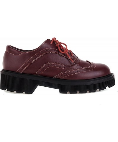 Fashion Platform Oxford Shoes Women Wingtip Low Heel B-claret $28.79 Oxfords