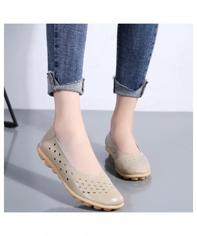 Women's Solid Flat Loafers Breathable Comfortable Hollow Out Walking Moccasins Slip On Driving Shoes 9beige $22.76 Flats