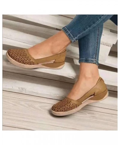 Ballet Flats for Women Pointed Toe Slip-on Walking Shoes Flat Casual Shoes Slip On Sneakers Women's Leather Loafers Z-05 Brow...