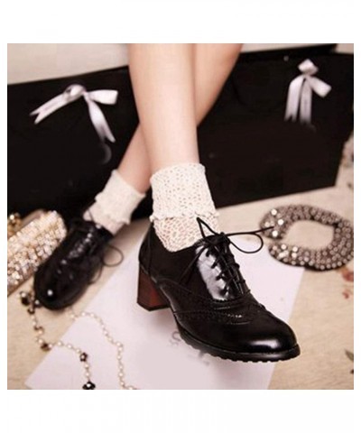 Lace Up Block Heels Oxfords Shoes for Womens Platform Walking Shoe Round Toe School Dressy Pump Oxford Black $28.91 Oxfords