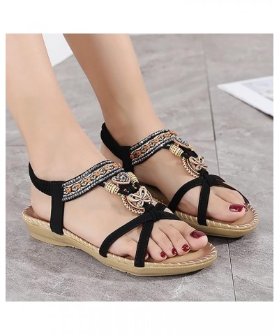 Womens Comfort Arch Support Orthopedic Beach Flat Sandal Strappy Peep Toe Summer Platform Wedges Sandals 129-ixpyn-a-black $1...